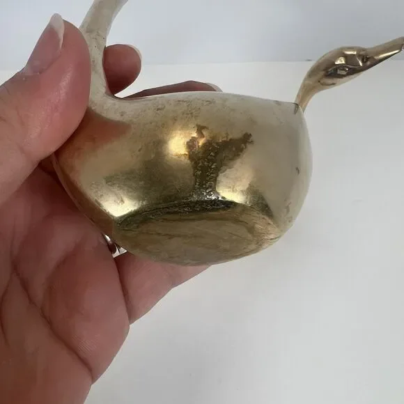 Brass Ducks/ Swans /Birds Paperweight MCM VTG Figurine Set Of 2  5-5/8” & 5-1/8” - Picture 4 of 9
